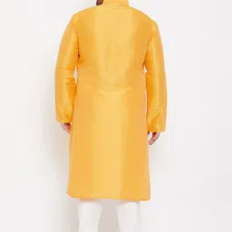 VASTRAMAY Plus Size Men Yellow Kurta with Churidar image 4
