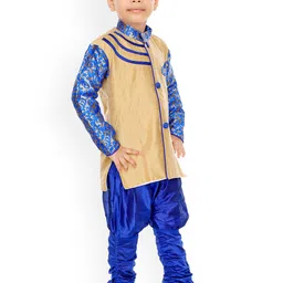 BAESD Boys Woven Design Mandarin Collar Sherwani With Jodhpuri Pants image 2