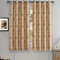 Orange Blackout Polyester 5 Feet Eyelet Window Curtains Set of 2 by Deco Window-image-5