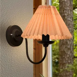 Antique Brass Wall Sconce, E27 Industrial Gold Light, Black, Pleated Jute Shade-image-63