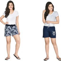 club a9 Pack of 2 Printed Women Multicolor Regular Shorts, Running Shorts, Night Shorts, Cycling Shorts, Beach Shorts, Basic Shorts image 4