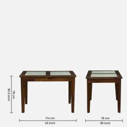woodsworth from pepperfry Gistel Sheesham Wood 4 Seater Dining Set With Marble Top In Scratch Resistant Provincial Teak Finish image 2