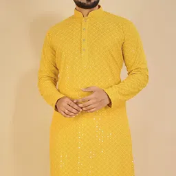 balajiis Men Embellished Cotton Rayon Straight Kurta-picture-25