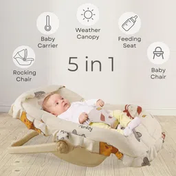 joyride Comfy Nest 5 in 1 Multi Purpose Carry Cot | Adjustable Handle | Anti-Mosquito | Rocker and Bouncer image 4