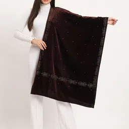 vesture Velvet Embellished, Embroidered Women Shawl-picture-10