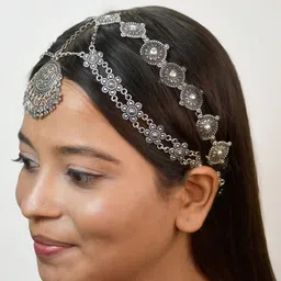 NAMAN ARTS Oxidised Matha Patti Head Jewellery image 5