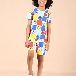 V-Mart Boys Geometric Printed Round Neck T-Shirt With Shorts-picture-49