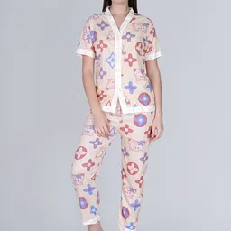 Aartej Women Cotton Printed Night suit-image-5