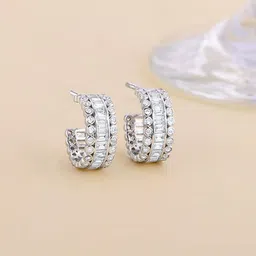 GIVA 925 Sterling Silver Rhodium-Plated Zircon Studded Circular Hoop Earrings-picture-12