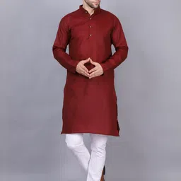 shreeram Men Solid Straight Kurta (Maroon)-picture-16