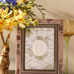 Pure Home and Living Pink & Green Floral Printed Faux Leather Table Photo Frame-picture-20