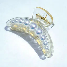 Lyphy Women Set of 2 T-shape And half Moon Pearls Hair Claw Clip image 5