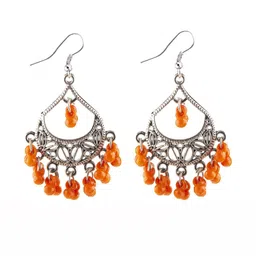 Creative Frogs Silver Oxidize Dark Orange Classic Combo Drop Earrings image 3