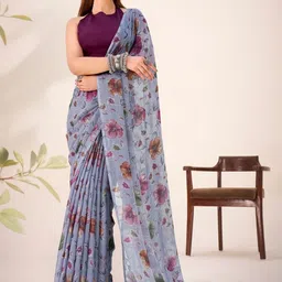 LOOKNBOOK ART Floral Printed Brasso Saree image 3