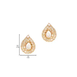 Ruby Raang Girls Gold-Plated Kundan Studded Teardrop Shaped Studs image 2