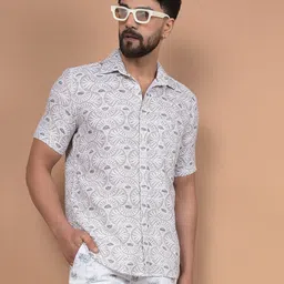 Crimsoune Club Men Premium Slim Fit Spread Collar Floral Printed Cotton Casual Shirt-picture-34