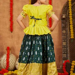 Muhuratam Girls Ethnic Wear Yellow Colour Zari Thread Embroidery Silk Lehenga Choli Set image 3