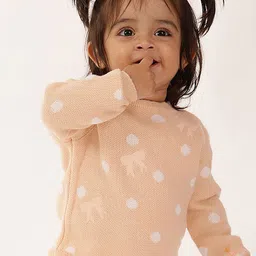 One Friday Girls Peach Polka Dot Knit Sweater-picture-15