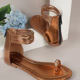 CORSICA Women Textured One Toe Flats with Buckles-picture-10