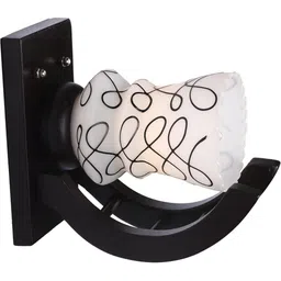1ST TIME Black & Black Textured Wood Contemporary Abstract Shaped Shaped Wall Lamp-picture-29