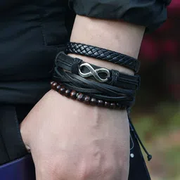 The Roadster Lifestyle Co. Set Of 4 Silver-Plated Leather Multistrand Bracelet image 4