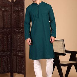 House of Pataudi Elegant Chikankari Straight Kurta-picture-12