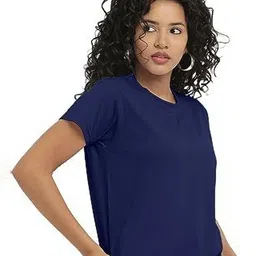 NOTWILD Women Solid Round Neck Cotton T-shirt image 3