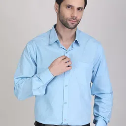 Blue Ronin Spread Collar Full Sleeves Standard Slim Fit Cotton Formal Shirt-image-90