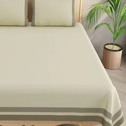 Gulaab Jaipur Cream-Coloured Cotton 300 TC Double King Bedsheet with 2 Pillow Covers image 3