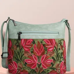 EVEDA Women Floral Embellished Bowling Sling Bag with Quilted-picture-16