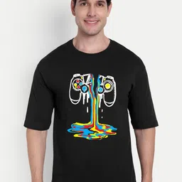 BENNY BROOKS Graphic Printed Drop-Shoulder Sleeves Cotton Oversized T-shirt-image-28