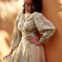 Global Desi Printed Crop Top With Maxi Skirt Co-Ords image 5