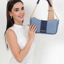 French Connection Women Solid Baguette Denim Shoulder Bag-picture-4