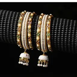 Somil Combo Of 2 Set maroon , yellow glass bangles image 5