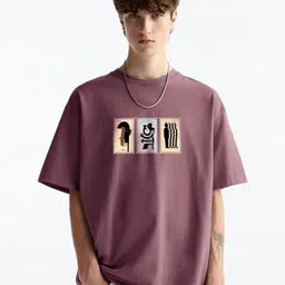 MISCHIEF MONKEY Men Graphic Printed Round Neck Cotton Oversized T-shirt-picture-18
