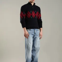 Tommy Hilfiger Argyle Printed Mock Collar Cotton Pullover Sweater image 4
