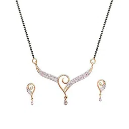 Jaimy Artificial Stones Studded And Beaded Mangalsutra With Earrings-picture-30