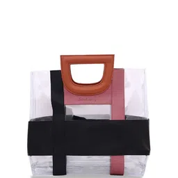 DressBerry Striped PU Shopper Handheld Bag with Bow Detail-image-11