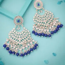 Anouk Gold-Plated Artificial Stones and Beads Beaded Contemporary Shaped Drop Earrings-picture-12
