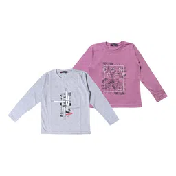 NeuVin Pack Of 2 Kids Graphic Printed Round Neck Long Sleeves Regular Fit Casual T-Shirt-picture-25