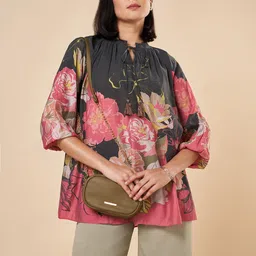 Marigold Lane Women Floral Printed Tie-Up Neck Top-picture-15