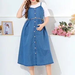 EASY MOM Women Maternity A-Line Midi Dress-image-46