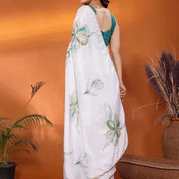 LeeliPeeri Designer Floral Poly Chiffon Fusion Saree image 4