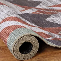 Kaleen India Red Geometric Anti-Skid Polyester Carpet image 2