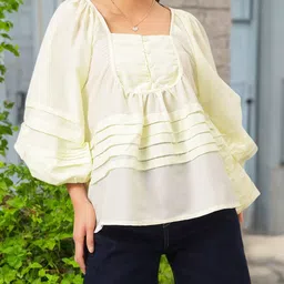 DressBerry Effortless Elegance Pleated A-Line Top-image-1