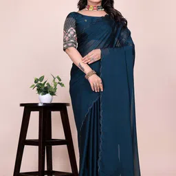K 5 Fashion Beads and Stones Pure Chiffon Maheshwari Saree-picture-41