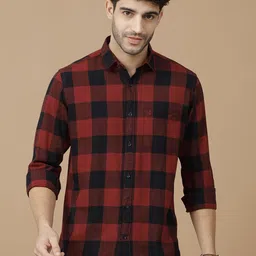 CAVALLO by Linen Club Men Contemporary Slim Fit Buffalo Checks Opaque Checked Casual Shirt-image-51