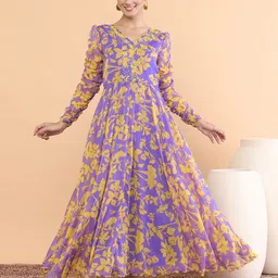 Antheaa Floral Printed Embellished Fit & Flare Maxi Dress-picture-39