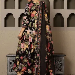 GULMOHAR JAIPUR Women Printed Regular Pure Cotton Kurta with Palazzos & With Dupatta image 4