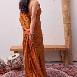 HERE&NOW Bandhani Zari Silk Blend Bandhani Saree image 5